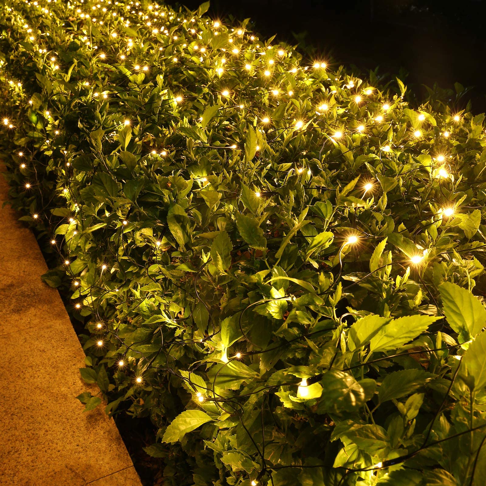 12ft x 5ft 360 LED Christmas Net Lights, 8 Modes Waterproof With Timer Low Voltage Connectable Mesh Lights for Trees, Bushes, Shurb, Garden, Outdoor Decoration(2 Pack, Green Wire, White)